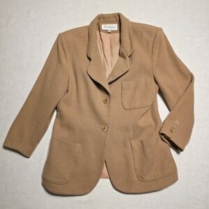 Vintage Wool‎ Cashmere Jacobson's Blazer Womens 8 Petite Camel Tan Quiet Luxury